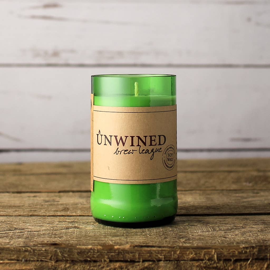 Unwined Candles - Wholesale Jar/Filled Candle - Lavender Vanilla Brew League - Beer Bottle Candle1