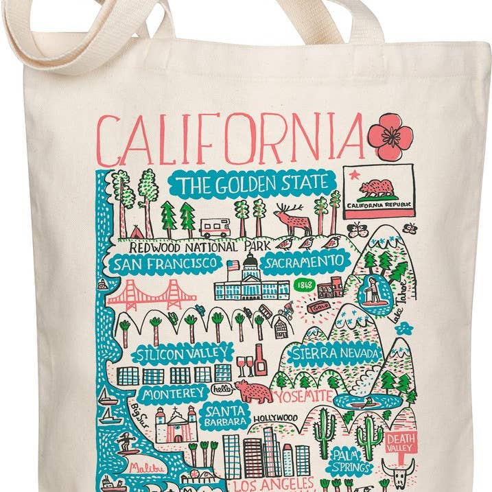 California Boutique Map Art Tote - Pink for wholesale by Morado Designs
