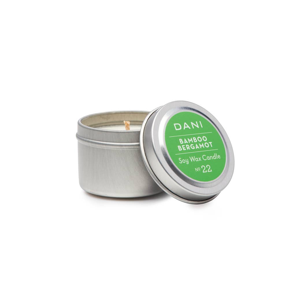 DANI Naturals - Wholesale Travel Candles - Bamboo Bergamot Travel Candle Tin 2oz