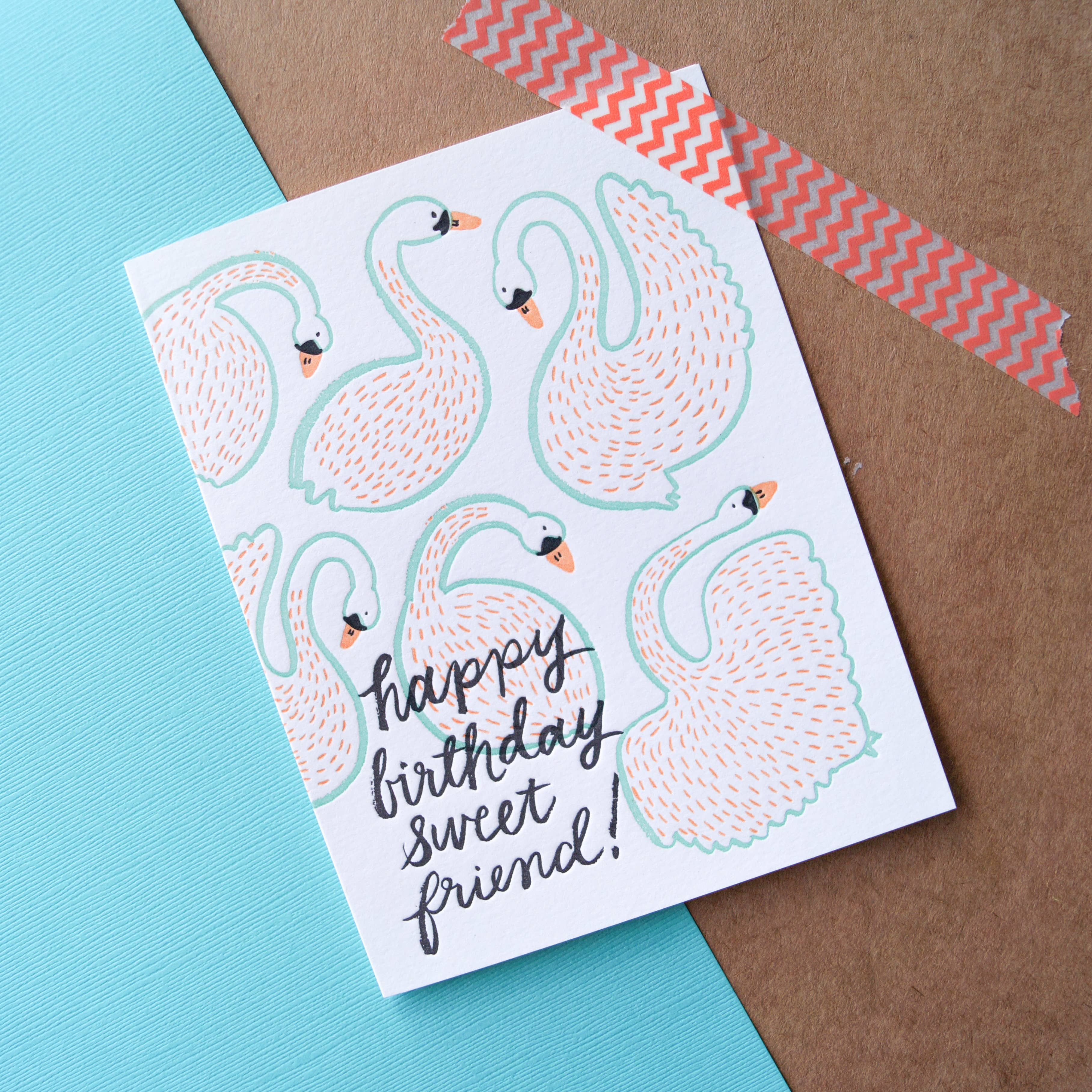 9th Letter Press - Wholesale Birthday Card - Swan Birthday - Birthday Card1