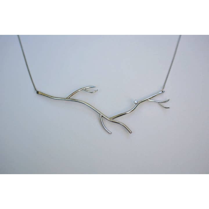 Branch Rhodium rødder halskæde med Moissanite for engroshandel hos LettersToSarah Metalsmithing