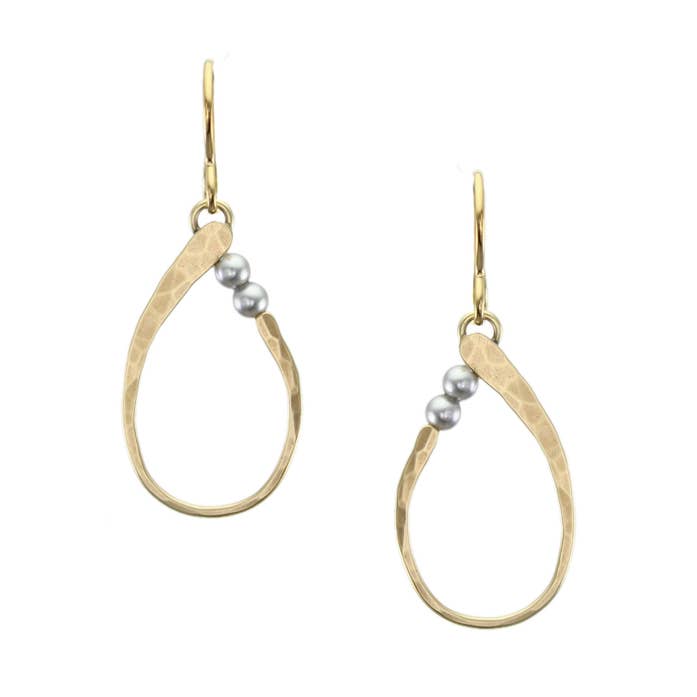 Ovaler Ring mit grauen Perlen Ohrring für den Großhandel von Marjorie Baer