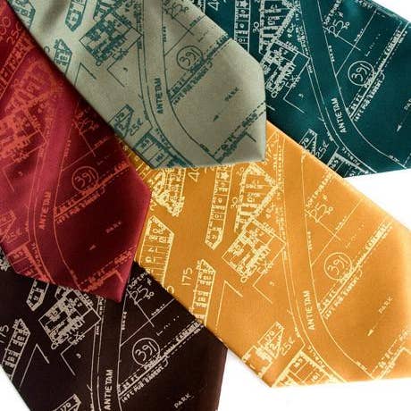 Cyberoptix Tie Lab - Wholesale Necktie - Men's - Detroit Map Necktie, Historic Eastern Market Tie2