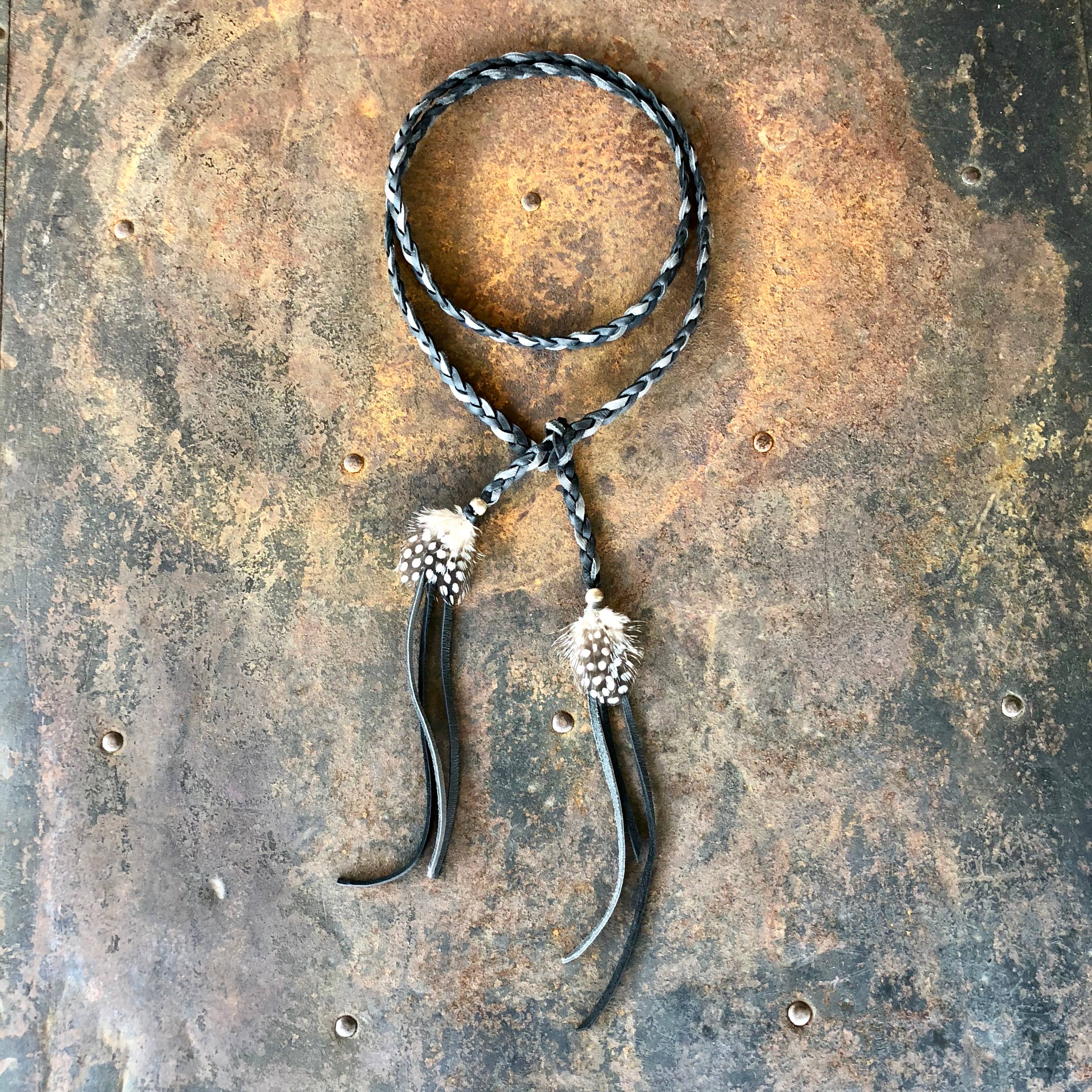 ASTALI - Wholesale Hat Accessory - Women's - Leather Wrap Accessory - Black & Charcoal, Lariat/Hatband4