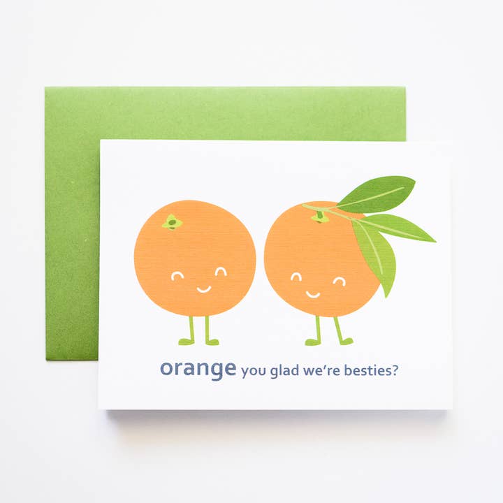 Orange Besties Best Friend Love Card for wholesale by ILOOTPAPERIE