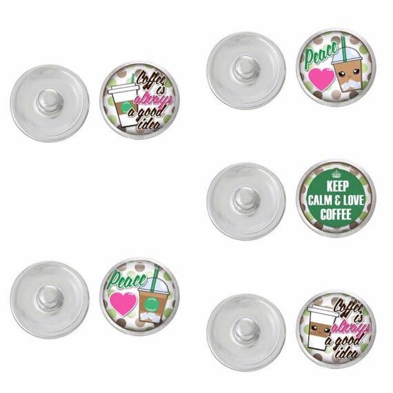 Kaffe Kärlek 5 Pack Snaps för Snap smycken för wholesale av Say It in A Snap Jewelry