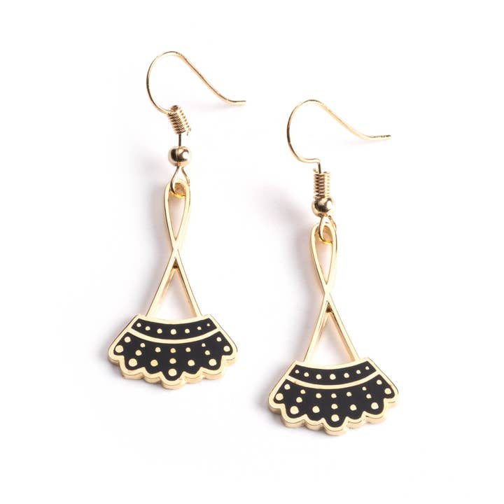 Dissent Pins - Wholesale Dangle Earrings - Dissent Collar Drop Earrings - 24k Gold Plated