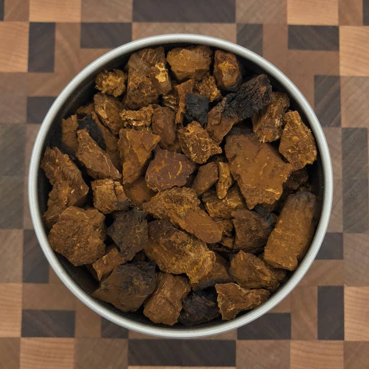 Rooted Earth Farm + Apothecary - Wholesale Health/Detox Tea - Maine Chaga Mushroom Tea Tin1