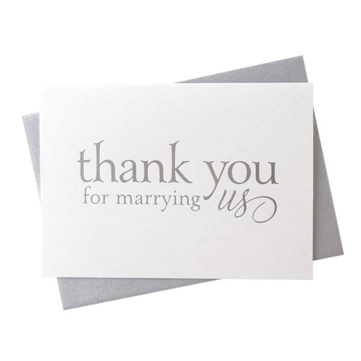 Thank You for Wirying Us Carte d'aluminium pour officiant, mariage pour la vente par Marrygrams