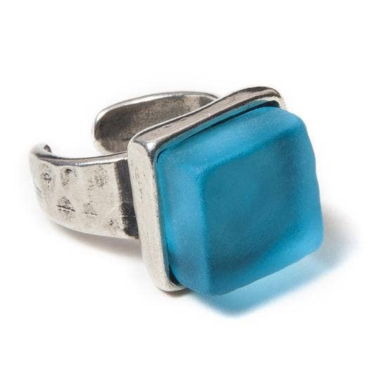 CUBE RING SILVER | Recycled | Museum Quality | Upcycled  for wholesale by Smart Glass Recycled Jewelry