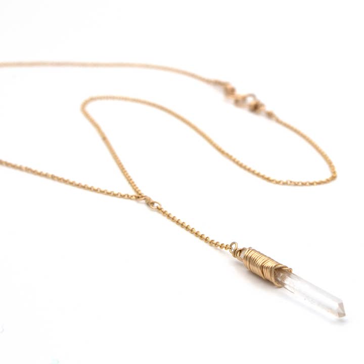 Crystal and Gold - Wholesale Y-Neck/Lariat Necklace - Lemurian Quartz Lariat Necklace3
