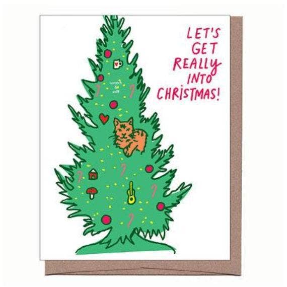 La Familia Green - Wholesale Christmas Card - Scratch & Sniff Cat Tree Christmas Greeting Card1
