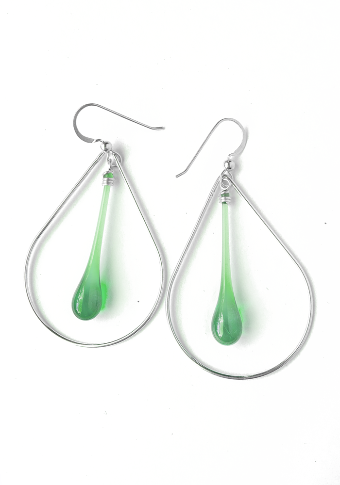 Sundrop Jewelry - Wholesale Dangle Earrings - Laceleaf Glass and Silver Earrings5