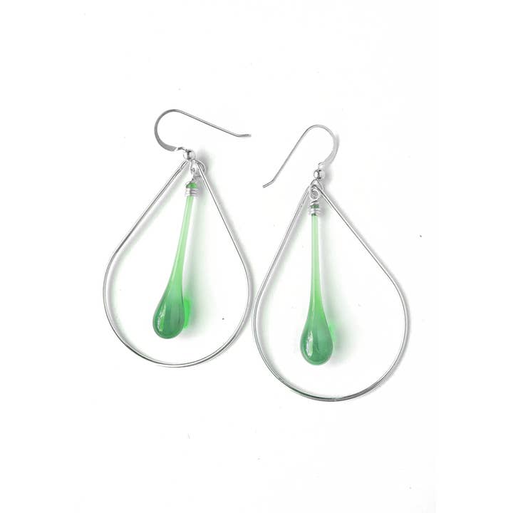 Sundrop Jewelry - Wholesale Dangle Earrings - Laceleaf Glass and Silver Earrings5