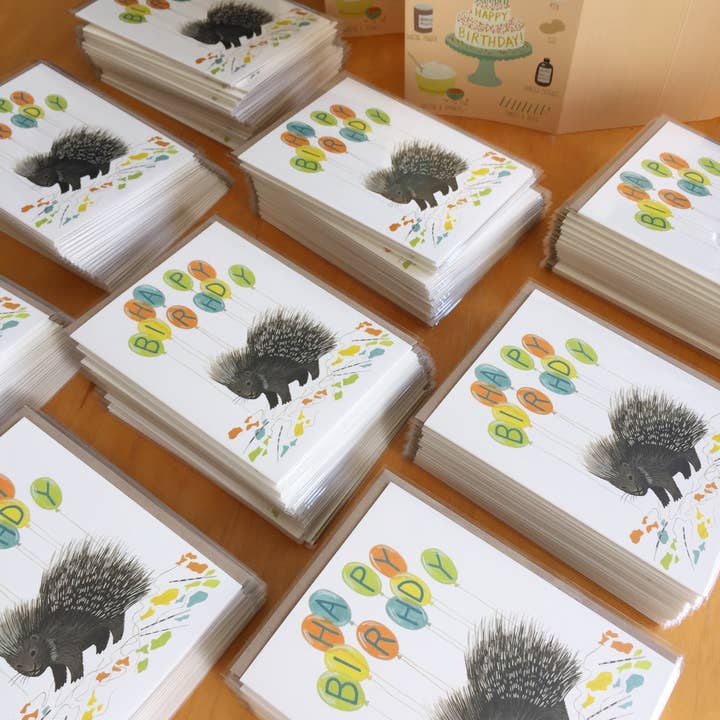 Yeppie Paper - Wholesale Birthday Card - Porcupine Popping Balloons Birthday Card