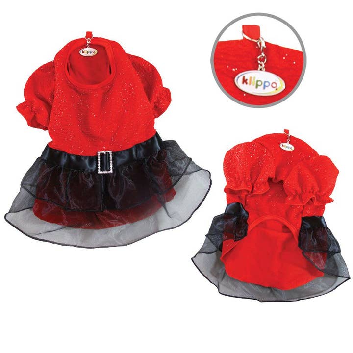 Klippo Pet - Vendita all'ingrosso Vestito - Cani - Abito rosso scintillante con maniche a sbuffo1