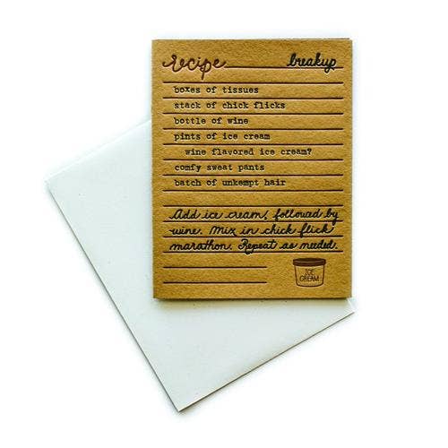 Bread & Butter: Breakup Recipe Card for wholesale by Belle & Union