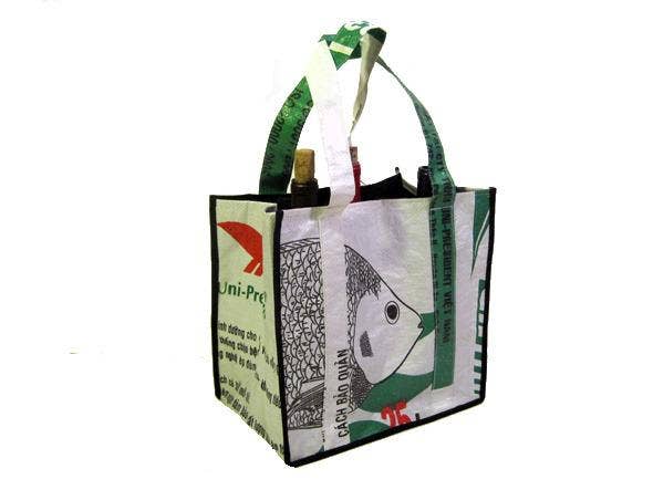 Assorted Single Eco Wine Bottle Sip Tote Bag for wholesale on Faire