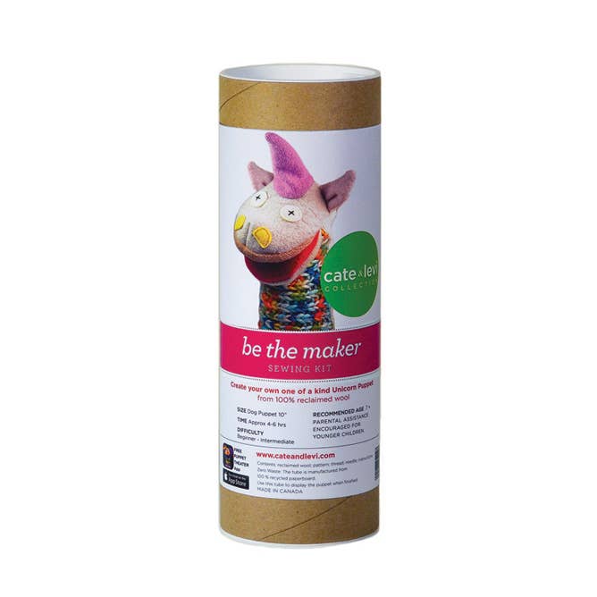 Unicorn Puppet DIY Sewing Kit | Reclaimed Wool for wholesale by Cate and Levi