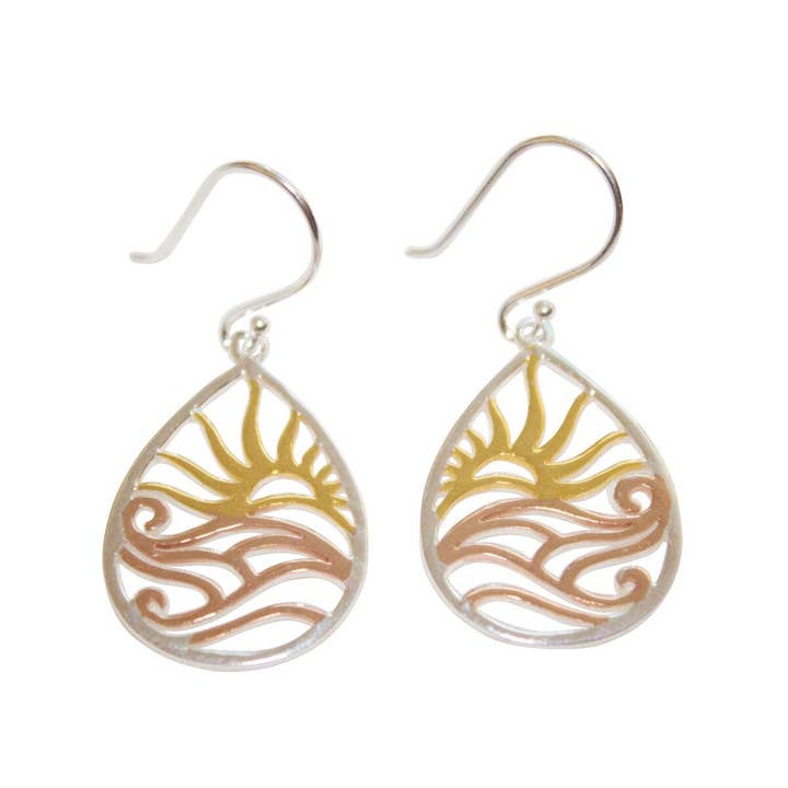 Pendiente de sol y olas de lágrima para venta al por mayor de Indigo Sterling Silver