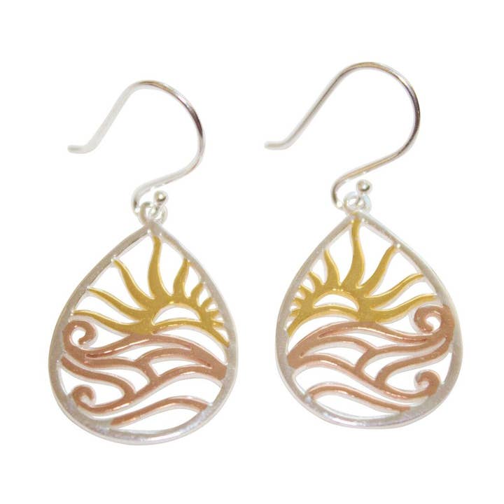 Teardrop Sun&Waves Oorbel voor wholesale door Indigo Sterling Silver