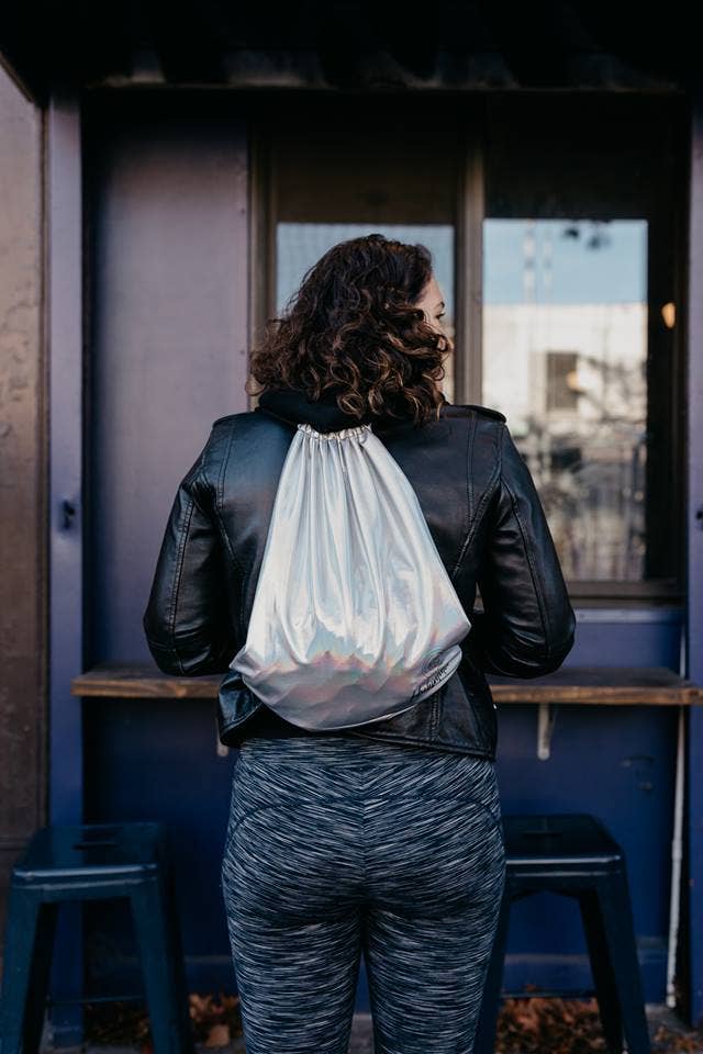 KBShimmer - Wholesale Drawstring Bag - Women's - KBShimmer Silver Holographic Drawstring Backpack1