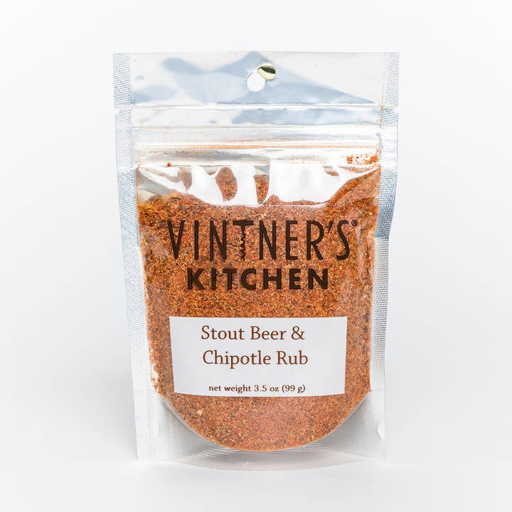 Stout Beer and Chipotle Rub Gusseted Bag for wholesale by Vintner's Kitchen LLC