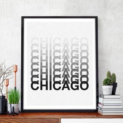 Tableau de typographie de Chicago 11 po x 14 po pour la vente par The National Anthem