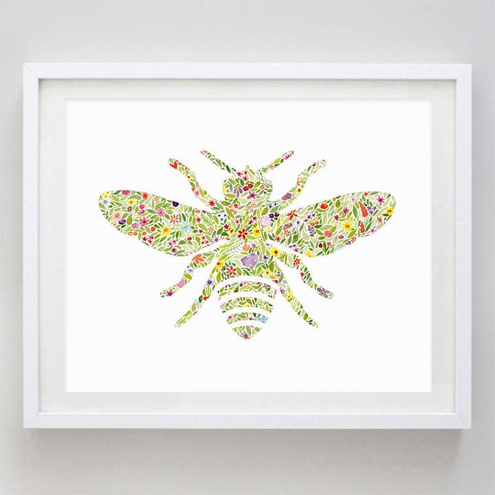 Bumblebee Floral Watercolor Print for wholesale by Carly Rae Studio