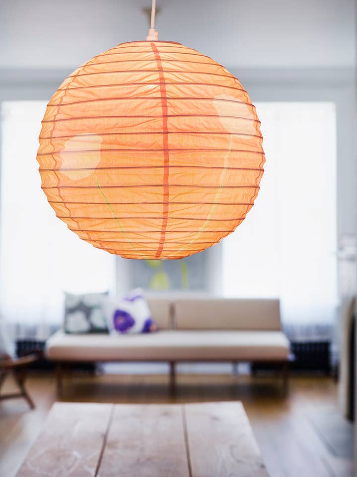 Fleurs crème sur lanterne orange pour la vente par India & Purry by Jessica Hollander