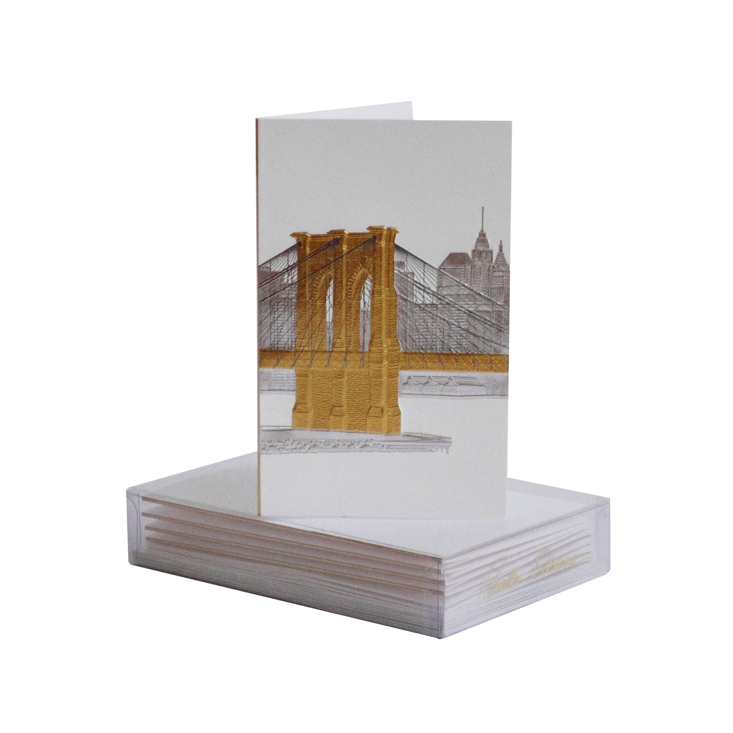 PAULA SKENE DESIGNS - Wholesale Everyday Greeting Card - Brooklyn Bridge on White Mini Note Card0
