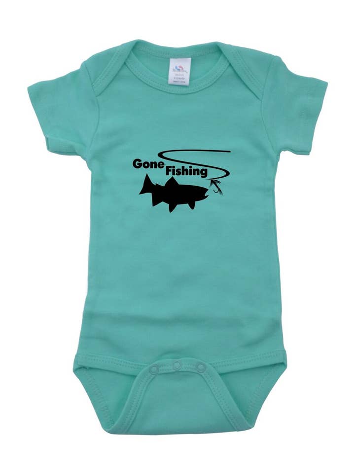 Grenouillère de pêche à la menthe avec noir pour la vente par Outdoorable Apparel