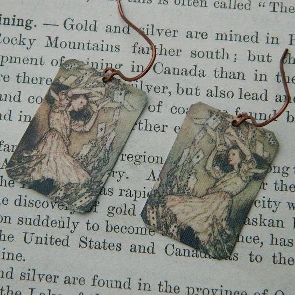 Earrings Alice In Wonderland Arthur Rackham for wholesale by Sarah Wood Studio