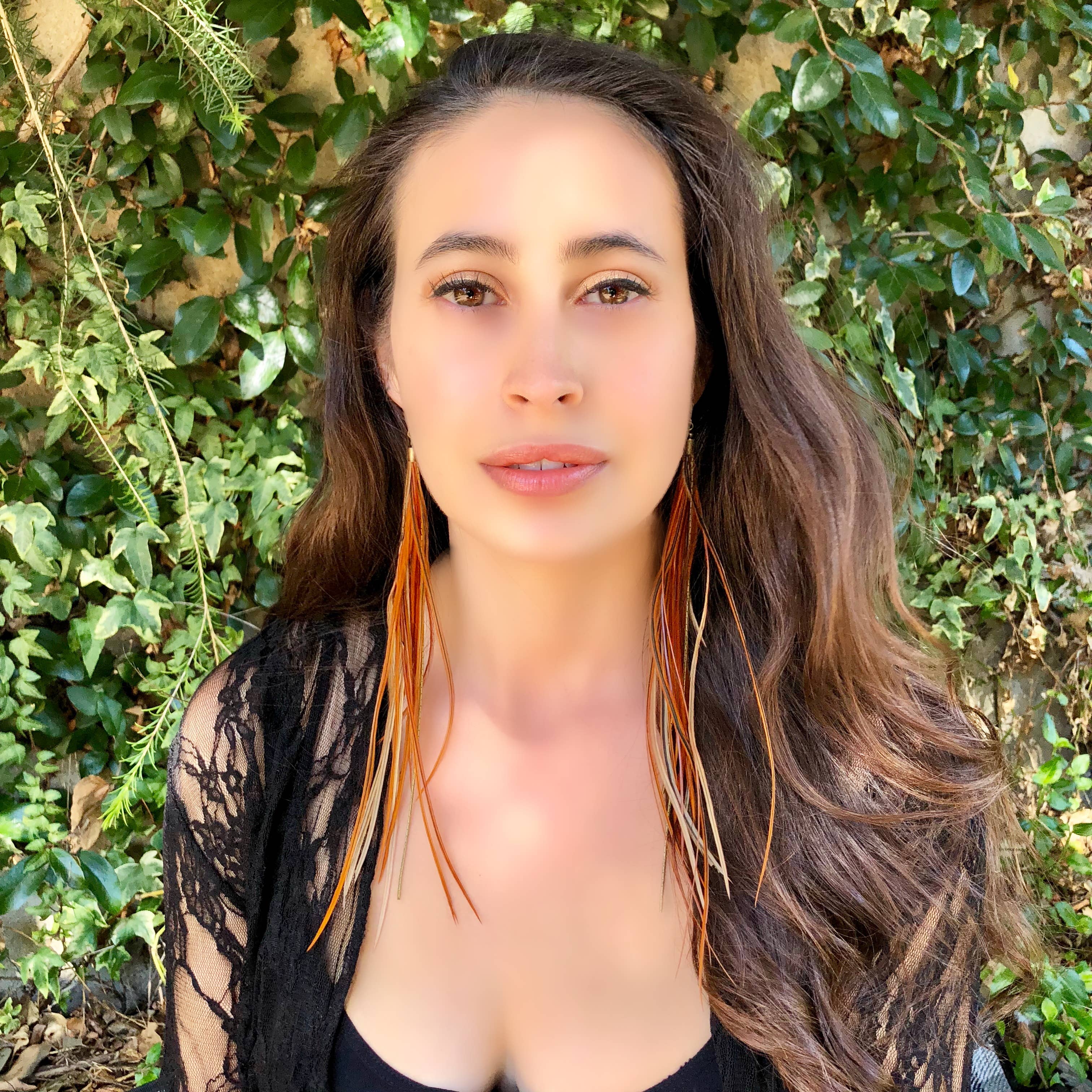 ASTALI - Wholesale Tassel Earrings - Extra Long Feather Earrings - Fawn, Boho Western Style4