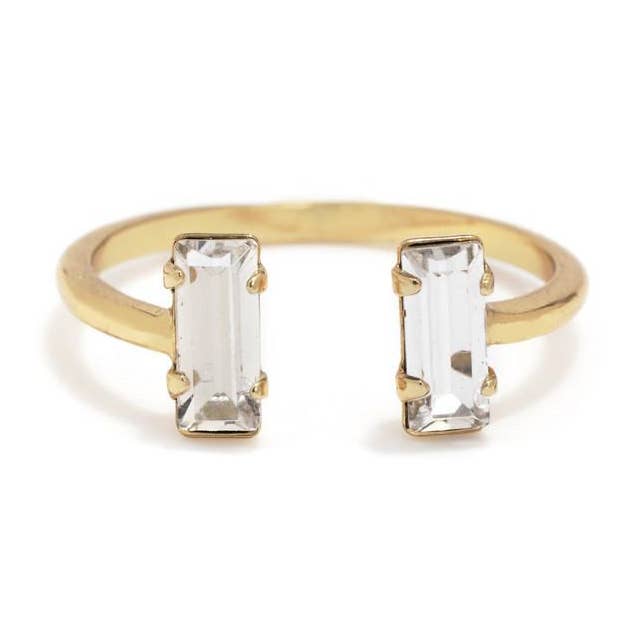 Double Baguette Ring Yellow/Clear for wholesale by Bing Bang