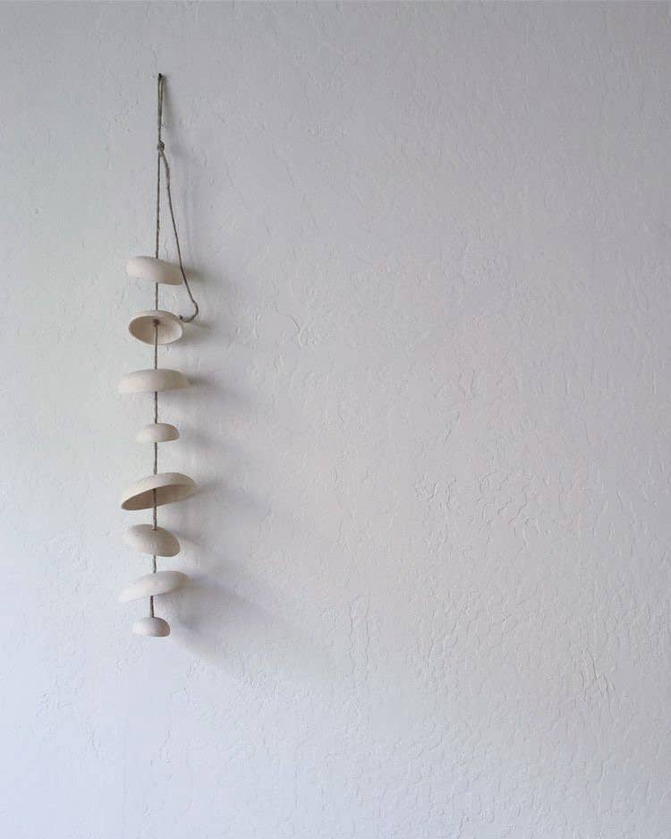 Mudpuppy Ceramic Studio - Wholesale Wind Chime - Moon Chimes Half Stack Unglazed Natural Buff Stoneware5
