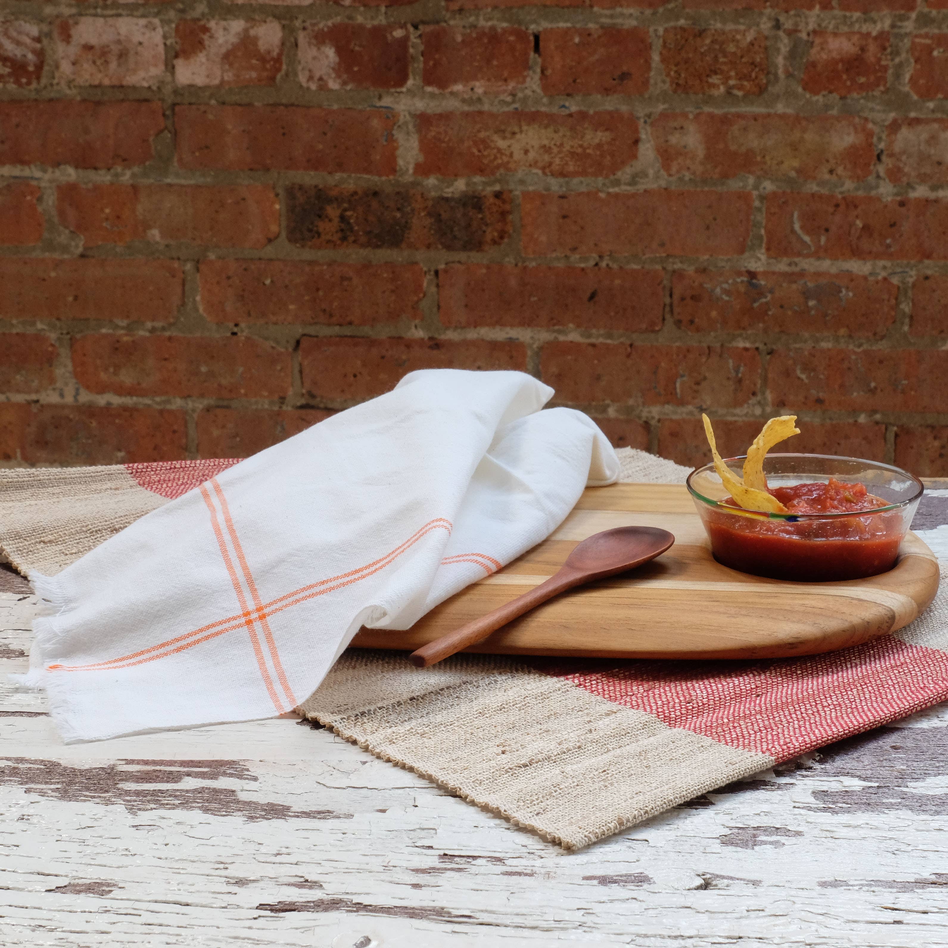 Sobremesa - Wholesale Dinner & Cloth Napkin - Orange Classic Stripe Oversized Cloth Napkin, Table Linens3