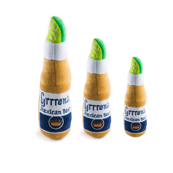 Grrrona Beer Bottle Toy Squeaker Dog Toy for wholesale by Haute Diggity Dog