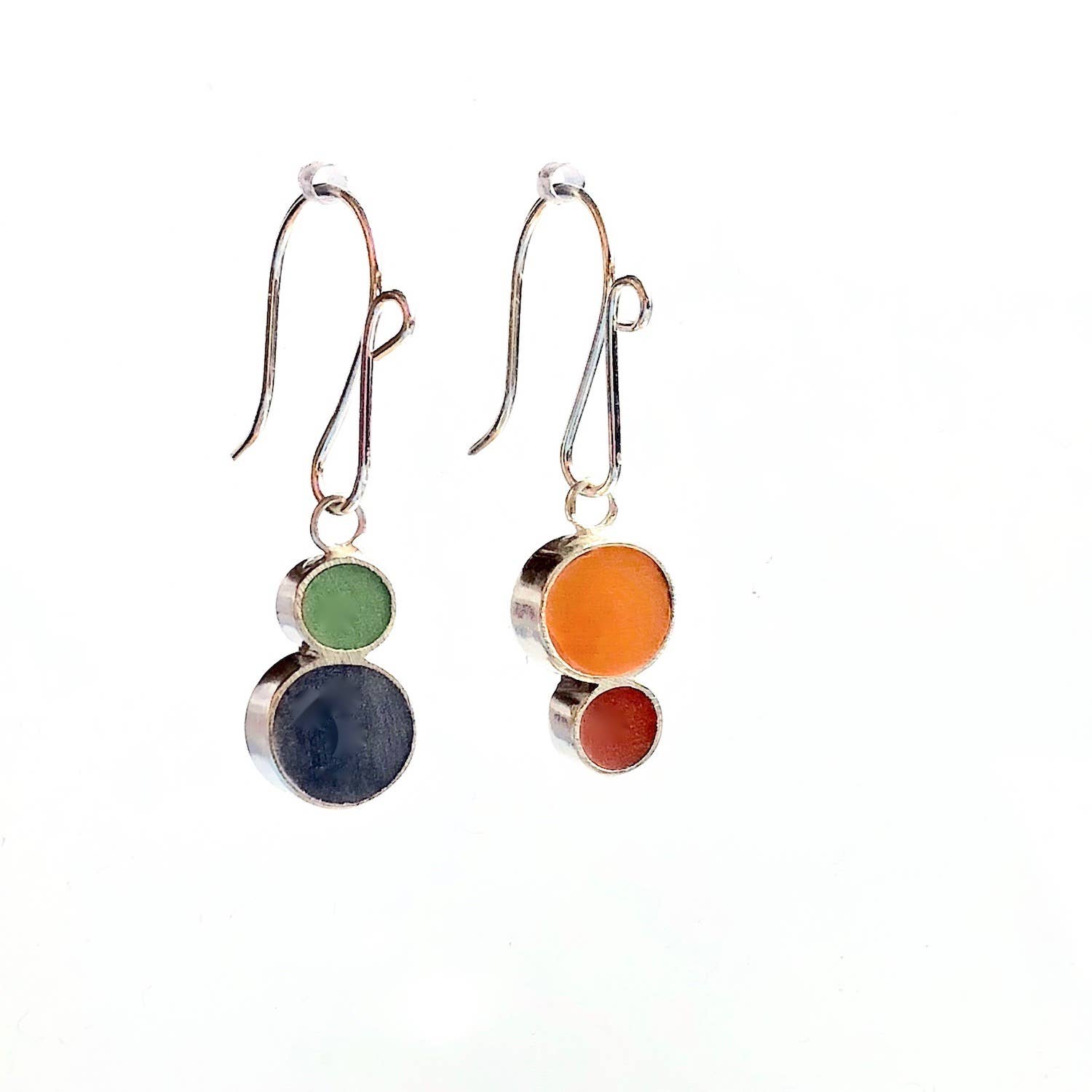 Grass Purple Orange Tomato Red Double Dot Earrings - Colorful Resin and Silver for wholesale on Faire0