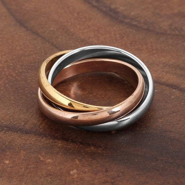 West Coast Jewelry - Wholesale Band/Stacked Ring - Polished Tri-color Intertwined Triple Ring3