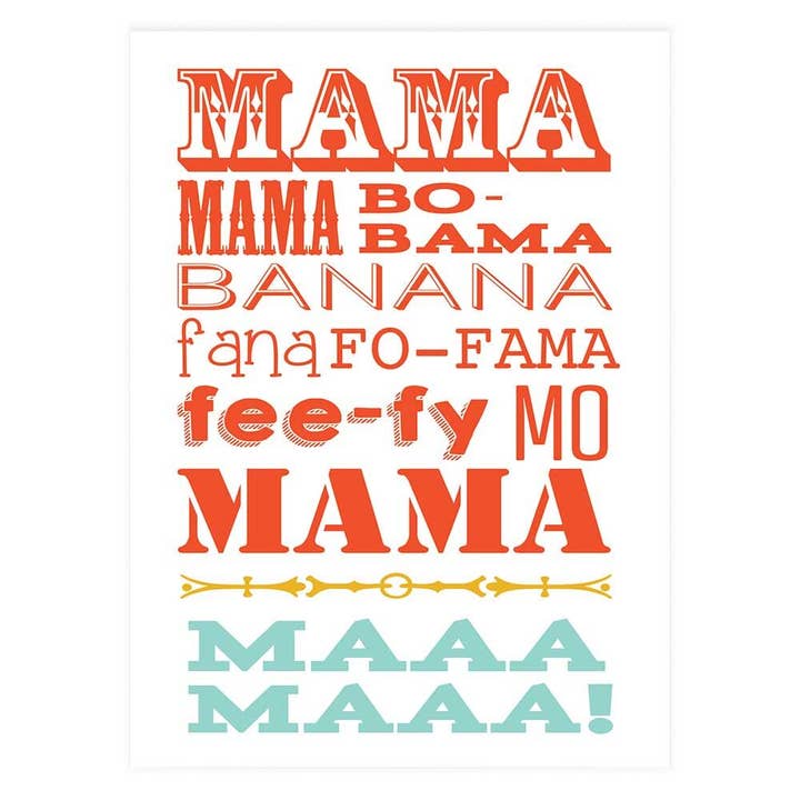 Mama Mama Bobama Greeting Card for wholesale by Potluck Press