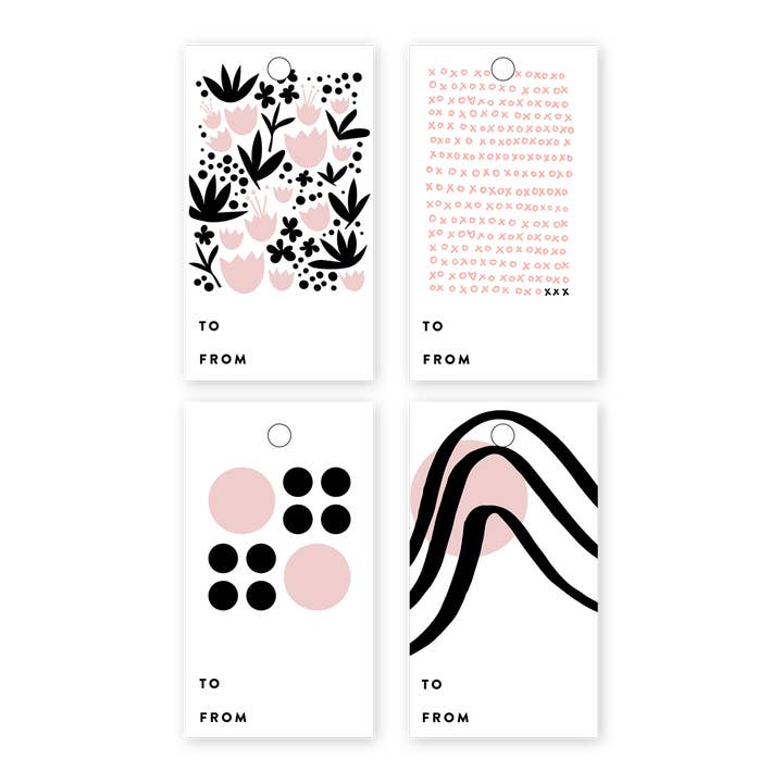 Pink and Black Gift Tags for wholesale by Biba Letterpress