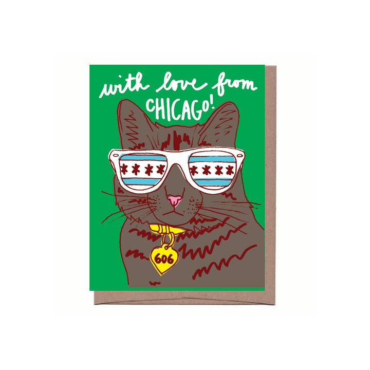 La Familia Green - Wholesale Love Card - Cool Cat City/State Greeting Card