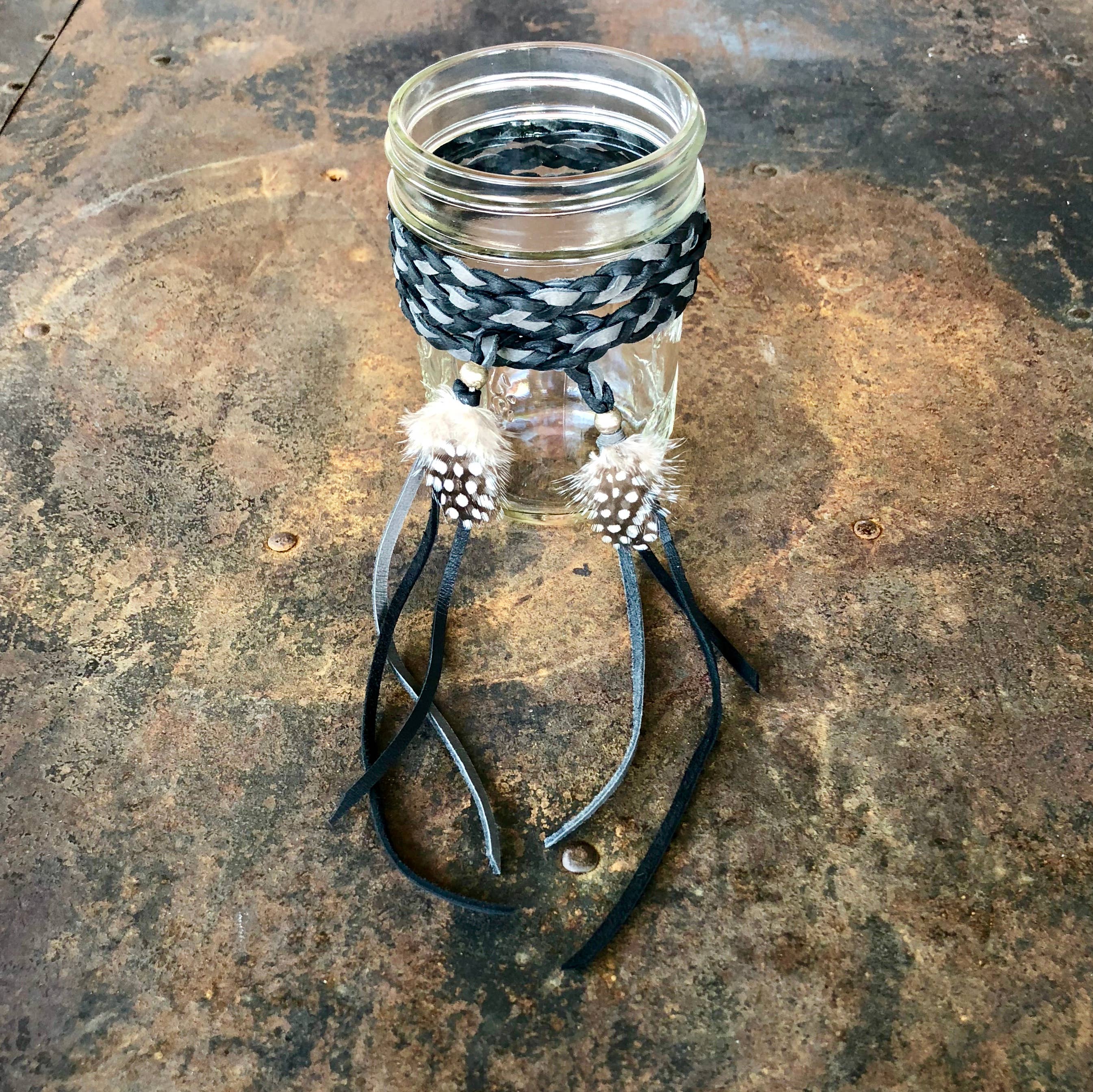 ASTALI - Wholesale Hat Accessory - Women's - Leather Wrap Accessory - Black & Charcoal, Lariat/Hatband6