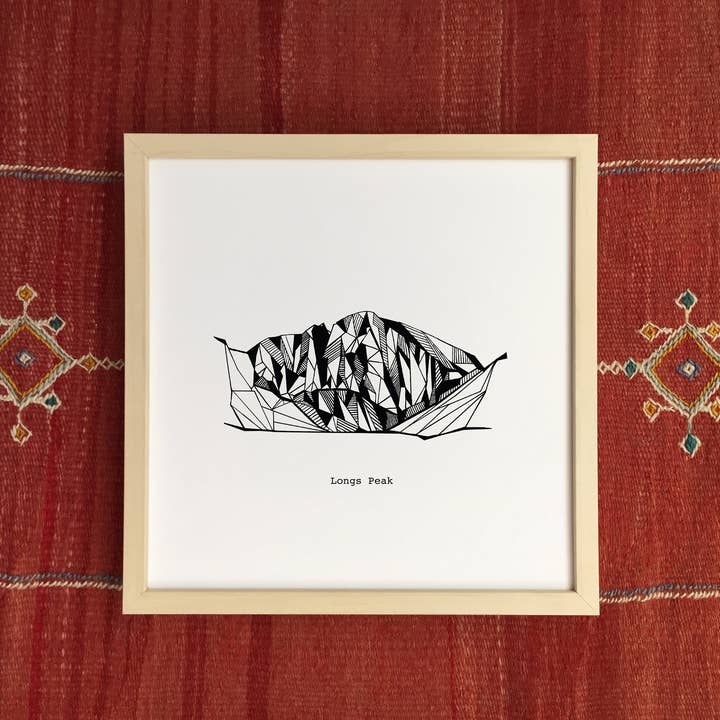 12'' x 12'' Longs Peak Colorado Polygonal Drawing Art Print for wholesale by Tim Plus April