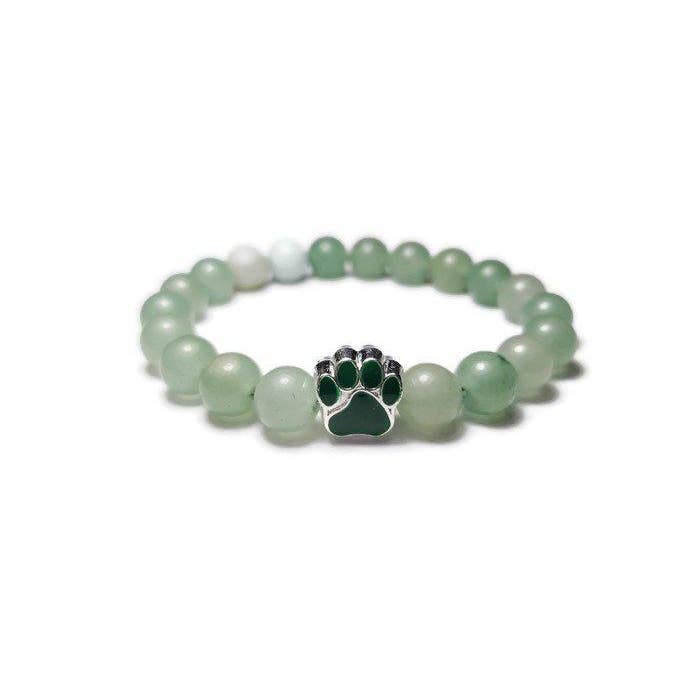 Foxfire Stones - Wholesale Beaded Bracelet - Green - Green Aventurine Paw Print Healing Stone Bracelet