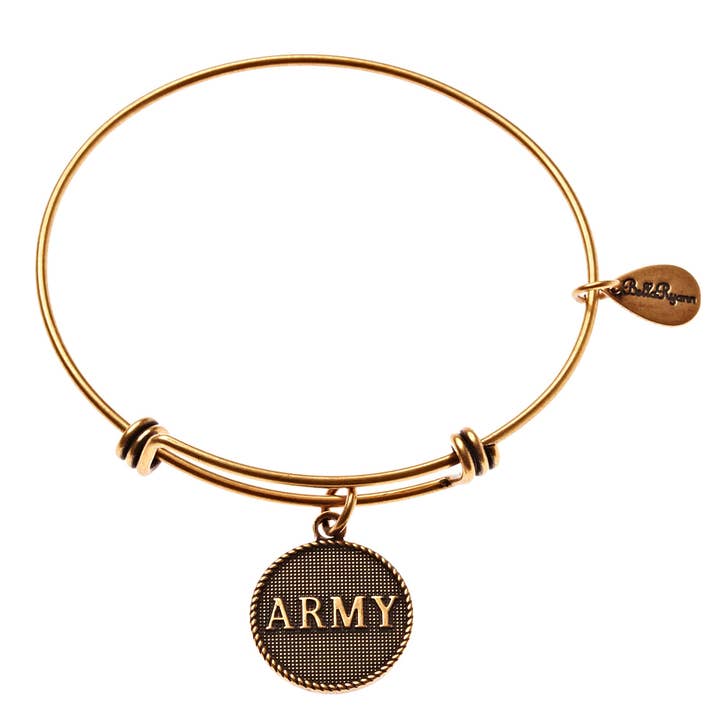 Army Expandable Bangle Charm Bracelet in Gold for wholesale by BellaRyann