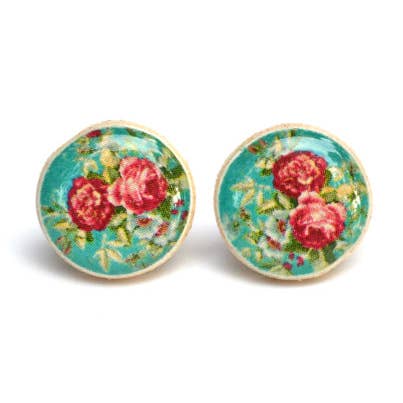 Pendientes de tuerca floral turquesa para venta al por mayor de Starlight Woods