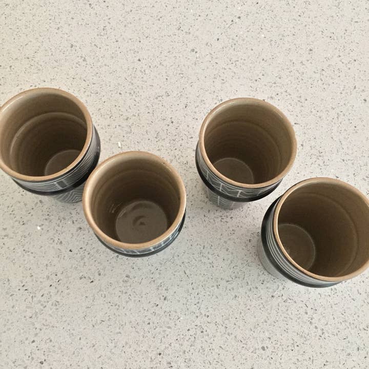 atelierBOEMIA - Wholesale Drinking Glass/Cup - GRAPHIC Beldi porcelain cups - set of 42