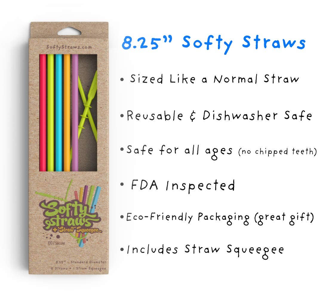 Assorted Color 8.25 Long Slender Reusable Silicone Straws for wholesale on Faire6